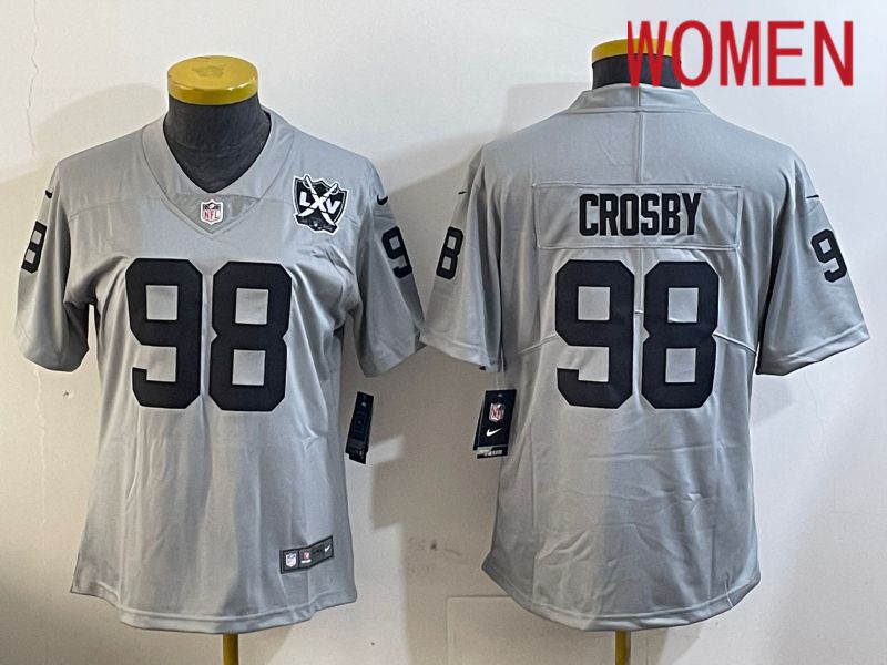 Women Oakland Raiders #98 Crosby Grey 2024 Nike Limited NFL Jersey style 3->youth nba jersey->Youth Jersey